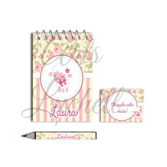 Bloquinho Personalizado com Lápis Ovelhinha