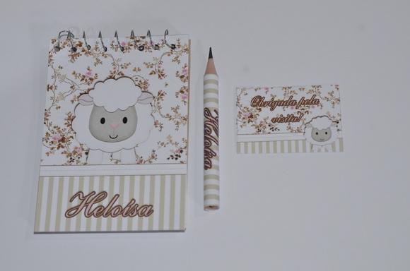 Bloquinho Personalizado com Lápis Ovelhinha