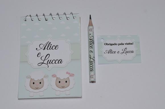 Bloquinho Personalizado com Lápis Ovelhinha
