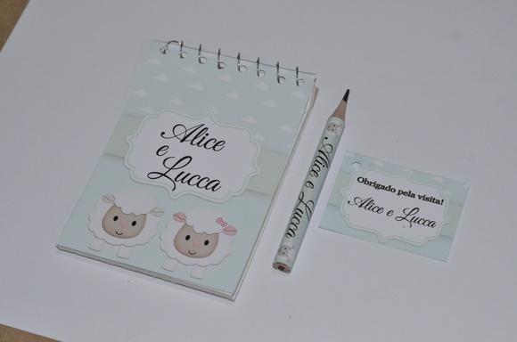 Bloquinho Personalizado com Lápis Ovelhinha