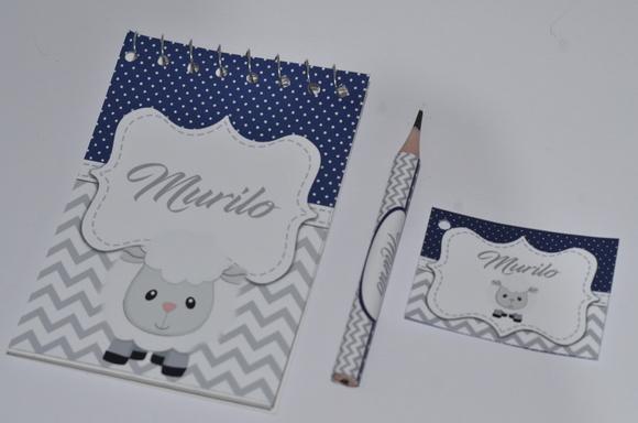 Bloquinho Personalizado com Lápis Ovelhinha