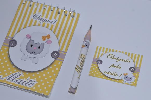 Bloquinho Personalizado com Lápis Ovelhinha
