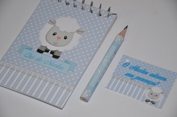 Bloquinho Personalizado com Lápis Ovelhinha
