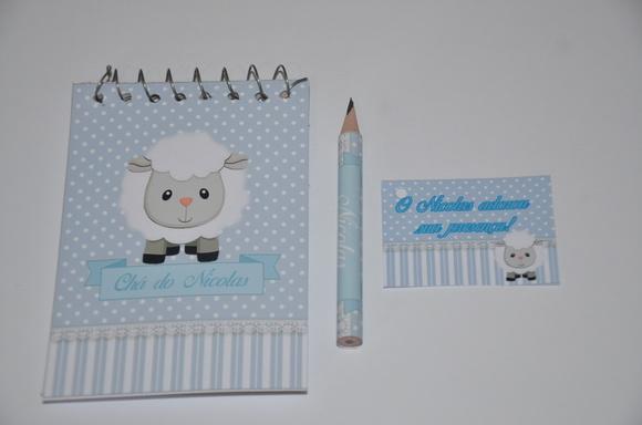Bloquinho Personalizado com Lápis Ovelhinha