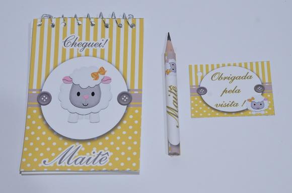 Bloquinho Personalizado com Lápis Ovelhinha
