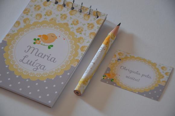 Bloquinho Personalizado com Lápis Passarinho