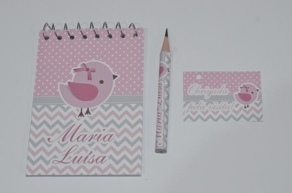 Bloquinho Personalizado com Lápis Passarinho