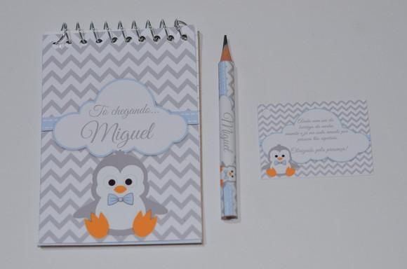 Bloquinho Personalizado com Lápis Pinguim
