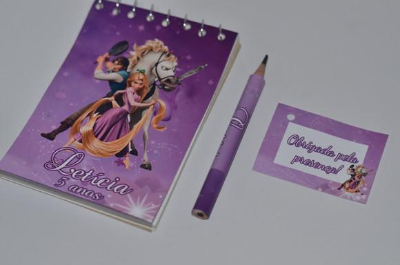 Bloquinho Personalizado com Lápis Rapunzel