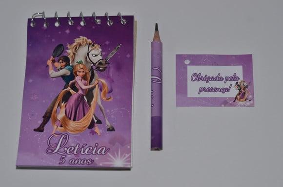 Bloquinho Personalizado com Lápis Rapunzel
