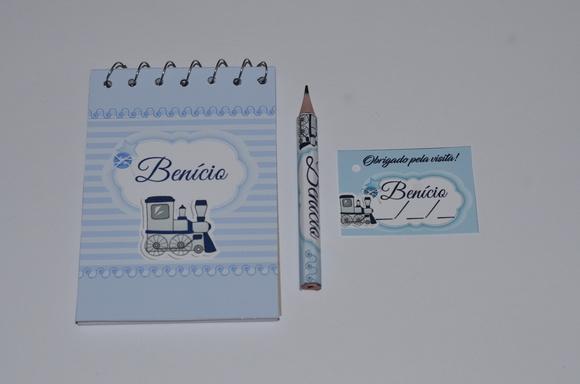 Bloquinho Personalizado com Lápis Trenzinho