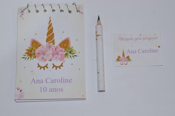 Bloquinho Personalizado com Lápis Unicórnio