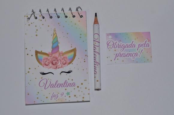 Bloquinho Personalizado com Lápis Unicórnio