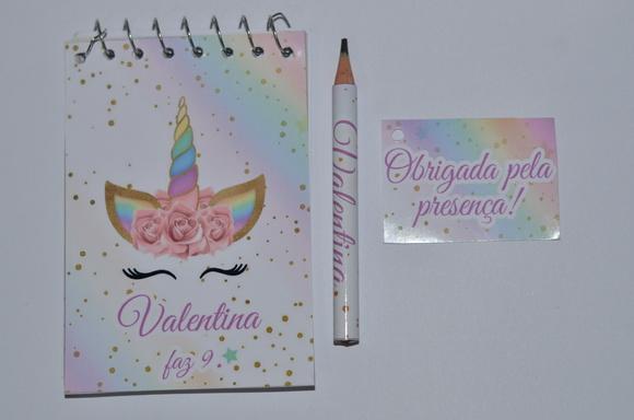 Bloquinho Personalizado com Lápis Unicórnio