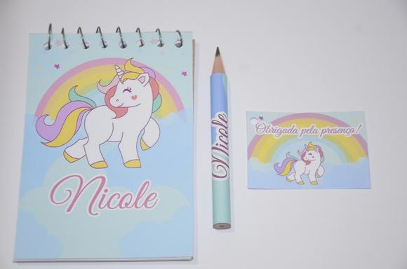 Bloquinho Personalizado com Lápis Unicórnio