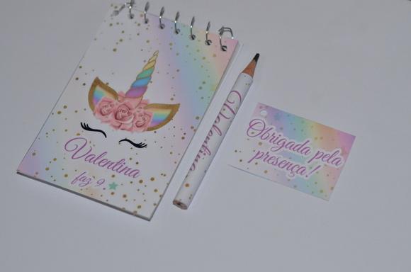 Bloquinho Personalizado com Lápis Unicórnio