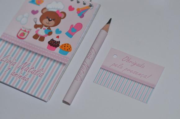 Bloquinho Personalizado com Lápis Ursinha