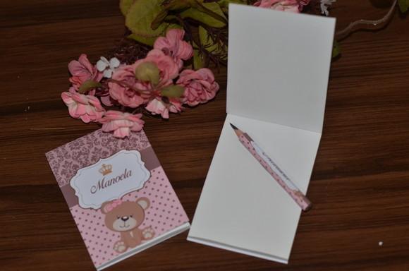 Bloquinho Personalizado com Lápis Ursinha