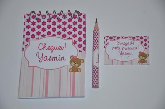 Bloquinho Personalizado com Lápis Ursinha