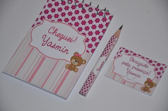 Bloquinho Personalizado com Lápis Ursinha