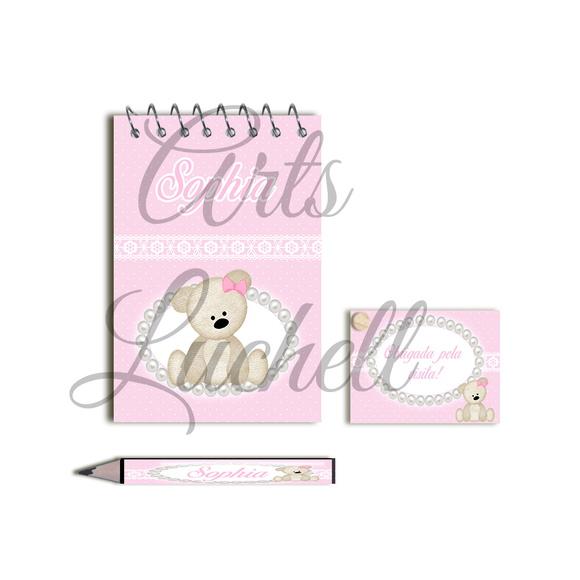 Bloquinho Personalizado com Lápis Ursinha