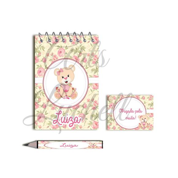 Bloquinho Personalizado com Lápis Ursinha