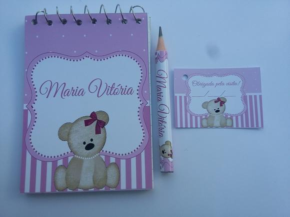 Bloquinho Personalizado com Lápis Ursinha