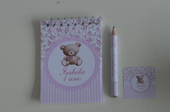 Bloquinho Personalizado com Lápis Ursinha