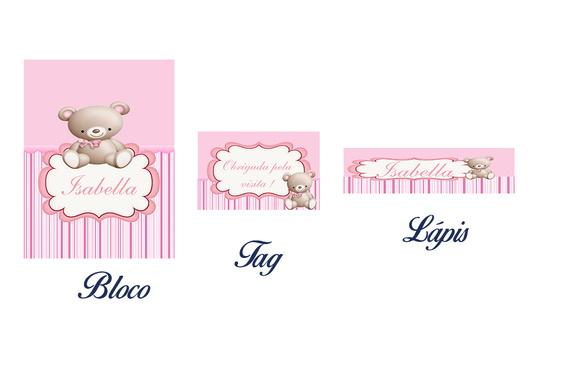 Bloquinho Personalizado com Lápis Ursinha