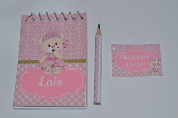 Bloquinho Personalizado com Lápis Ursinha Princesa