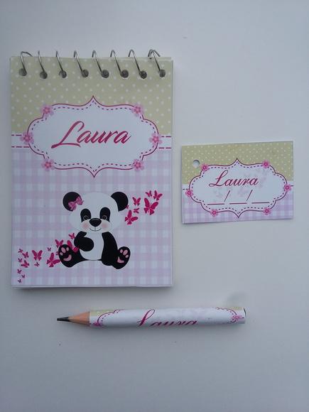 Bloquinho Personalizado com Lápis Ursinha Panda