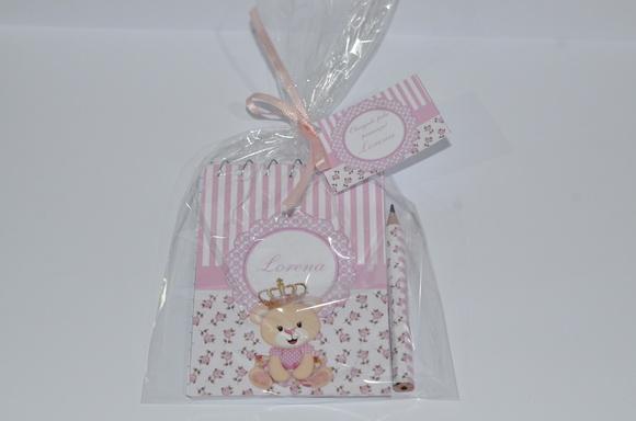 Bloquinho Personalizado com Lápis Ursinha Princesa