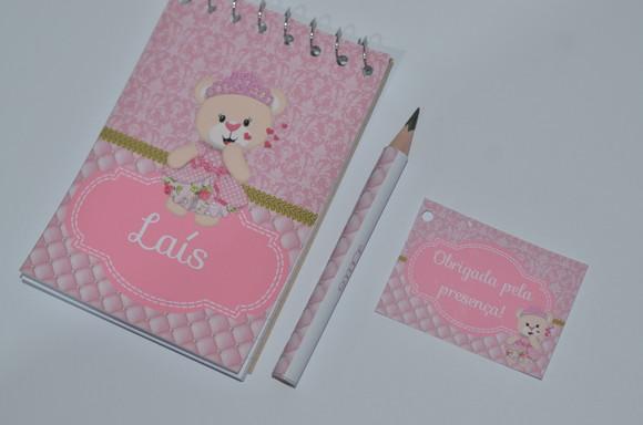 Bloquinho Personalizado com Lápis Ursinha Princesa