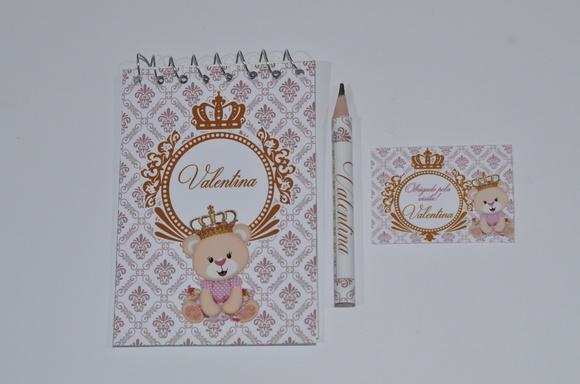 Bloquinho Personalizado com Lápis Ursinha Princesa