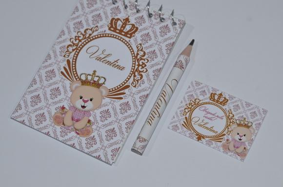 Bloquinho Personalizado com Lápis Ursinha Princesa