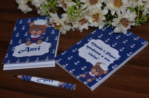Bloquinho Personalizado com Lápis Ursinho