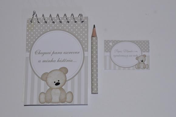 Bloquinho Personalizado com Lápis Ursinho