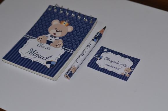 Bloquinho Personalizado com Lápis Ursinho Principe