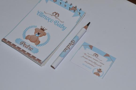 Bloquinho Personalizado com Lápis Ursinho Principe