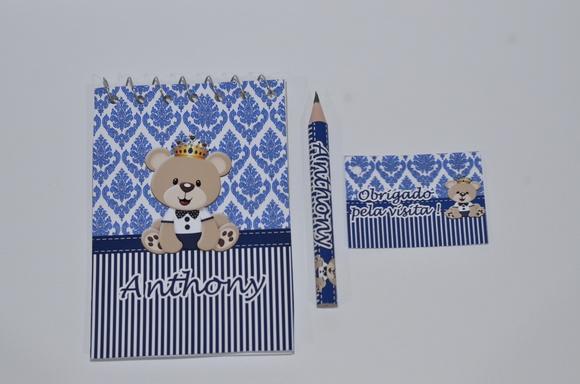 Bloquinho Personalizado com Lápis Ursinho Principe