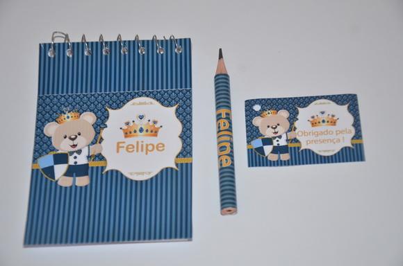 Bloquinho Personalizado com Lápis Ursinho Principe