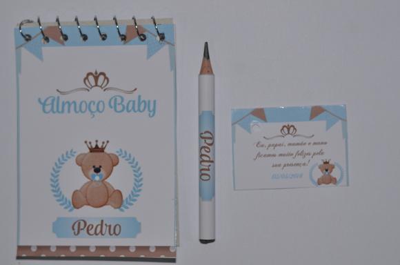 Bloquinho Personalizado com Lápis Ursinho Principe