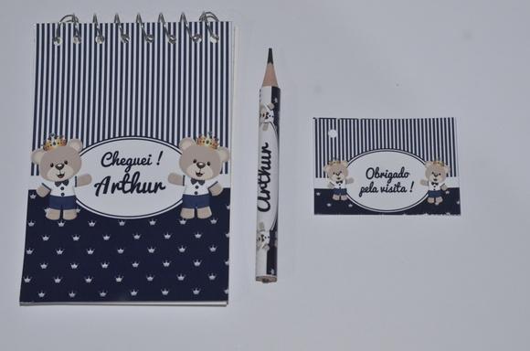 Bloquinho Personalizado com Lápis Ursinho Principe