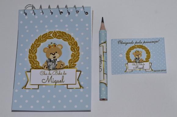 Bloquinho Personalizado com Lápis Ursinho Principe