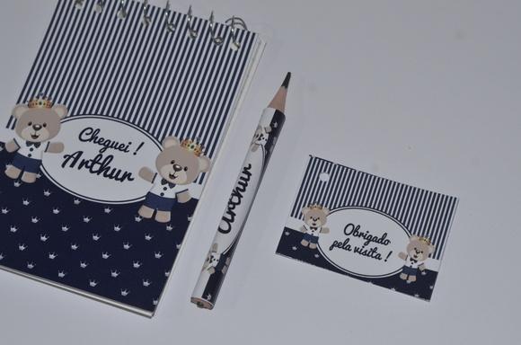 Bloquinho Personalizado com Lápis Ursinho Principe