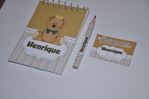 Bloquinho Personalizado com Lápis Ursinho Principe