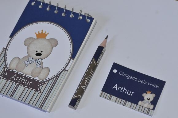 Bloquinho Personalizado com Lápis Ursinho Principe