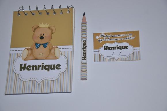 Bloquinho Personalizado com Lápis Ursinho Principe