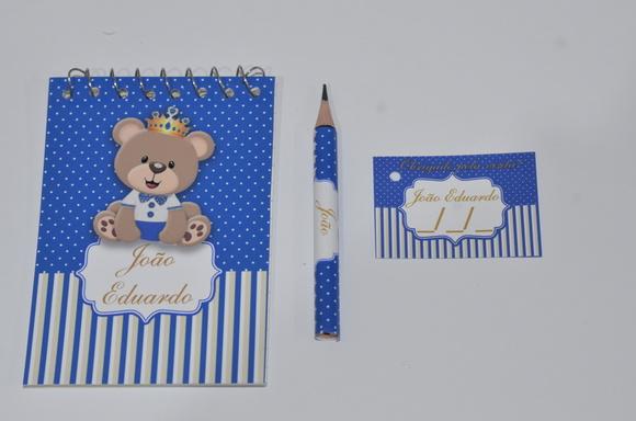 Bloquinho Personalizado com Lápis Ursinho Principe