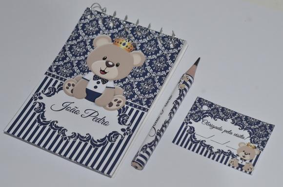 Bloquinho Personalizado com Lápis Ursinho Principe